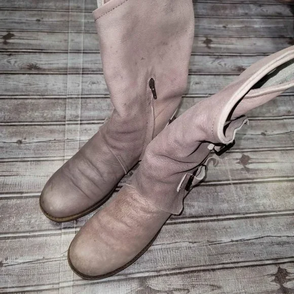 Coolway Alida Pink Leather Slouchy Dual Buckle Boots - Picture 7 of 8